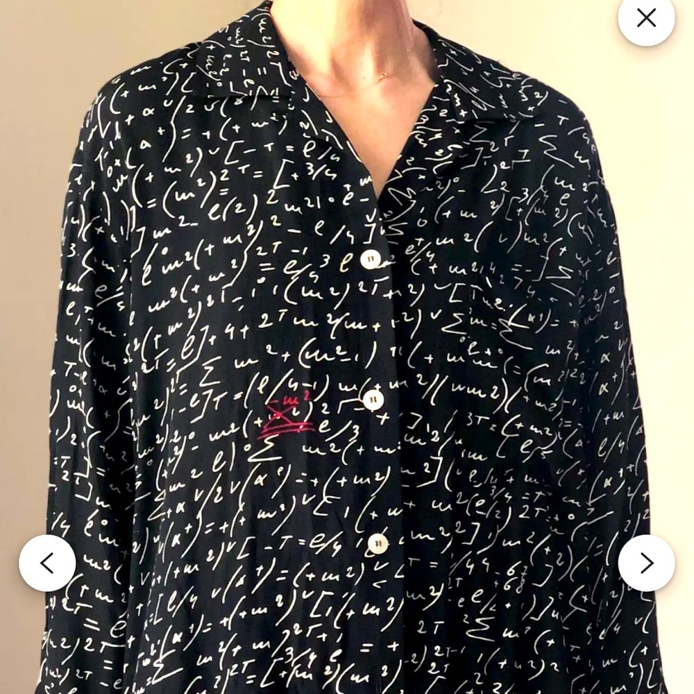 JONES NEW YORK MATH BLOUSE WOMENS PLUS 24W BLACK WHITE TOP LONG SLEEVE SHIRT
